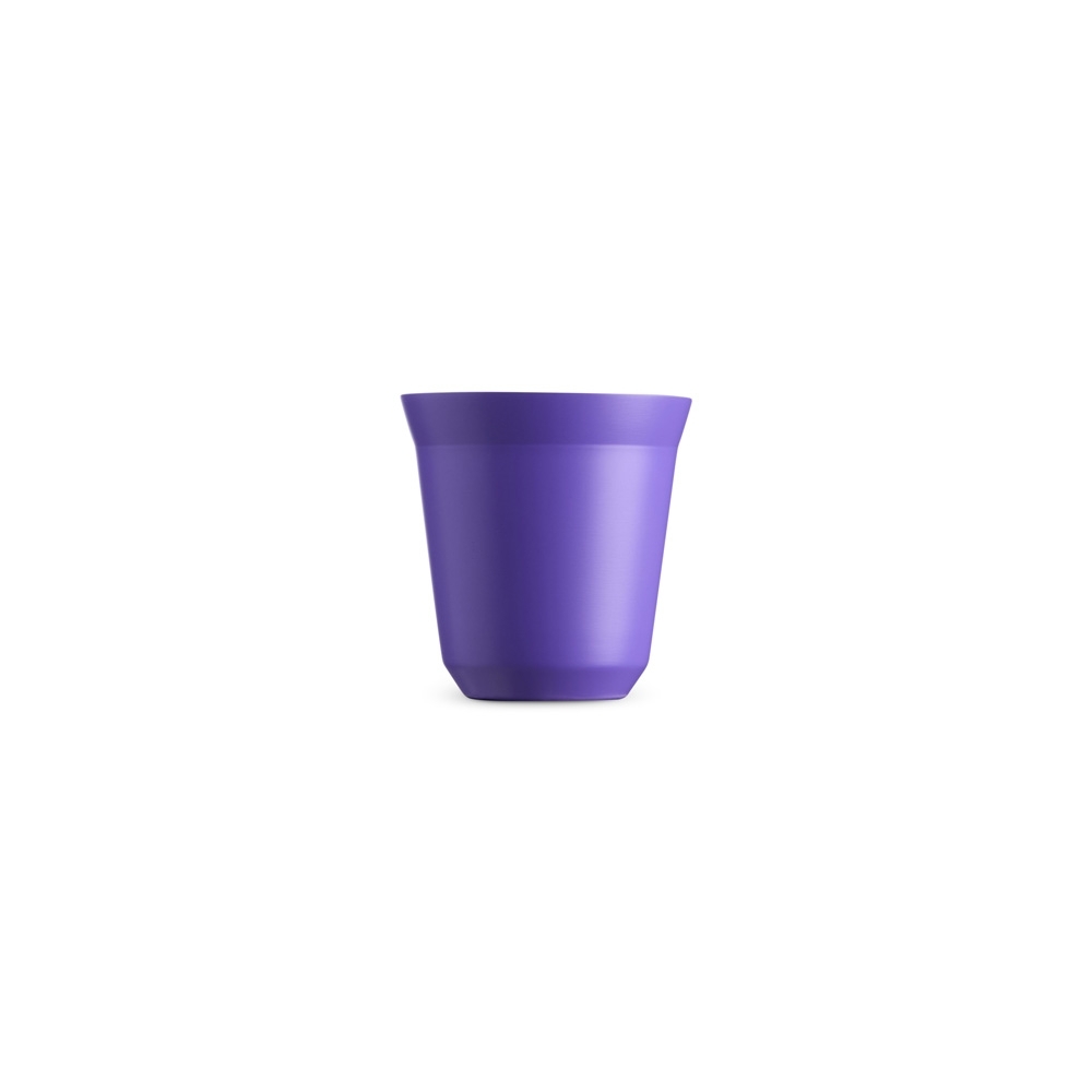Copo inox parede dupla 150 ml personalizado com a logo da empresa, na cor roxo