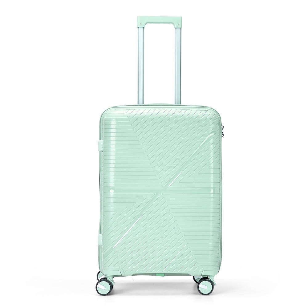 Mala de viagem 67 litros de plástico com divisórias na cor Verde, personalizada com a logo da empresa