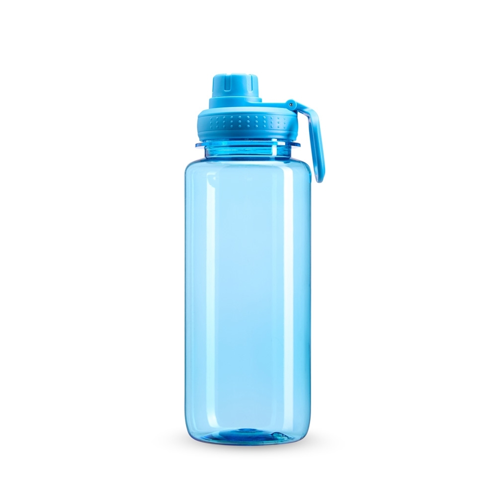 Squeeze plástico 1 litro com alça personalizado com a logo da empresa, na cor azul