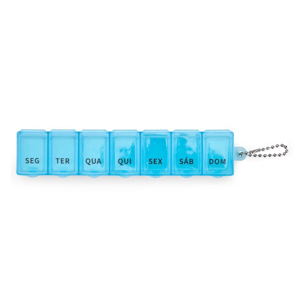 Porta comprimidos semanal plástico personalizado com a logo da empresa