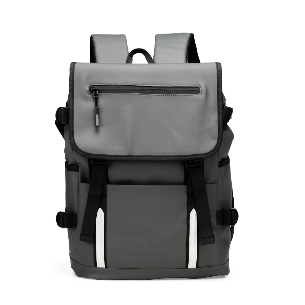Mochila de couro sintético 18 litros na cor Cinza, personalizada com a logo da empresa