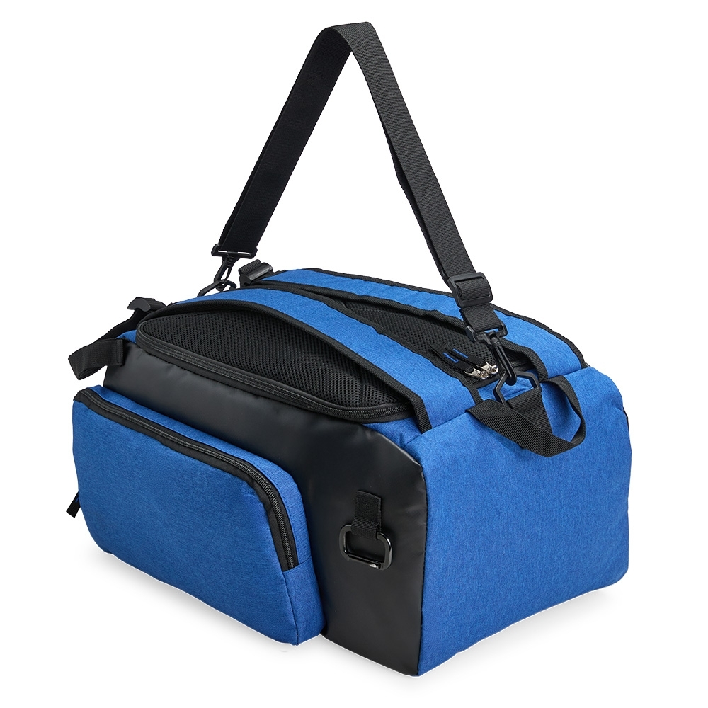 Bolsa esportiva poliéster 40 litros para notebook com 3 compartimentos personalizada com a logo da empresa