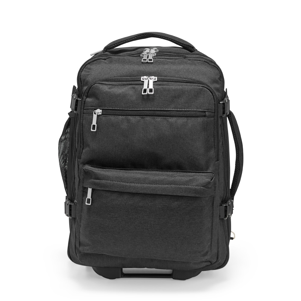Mochila de poliéster 24 litros impermeável na cor Preto, personalizada com a logo da empresa