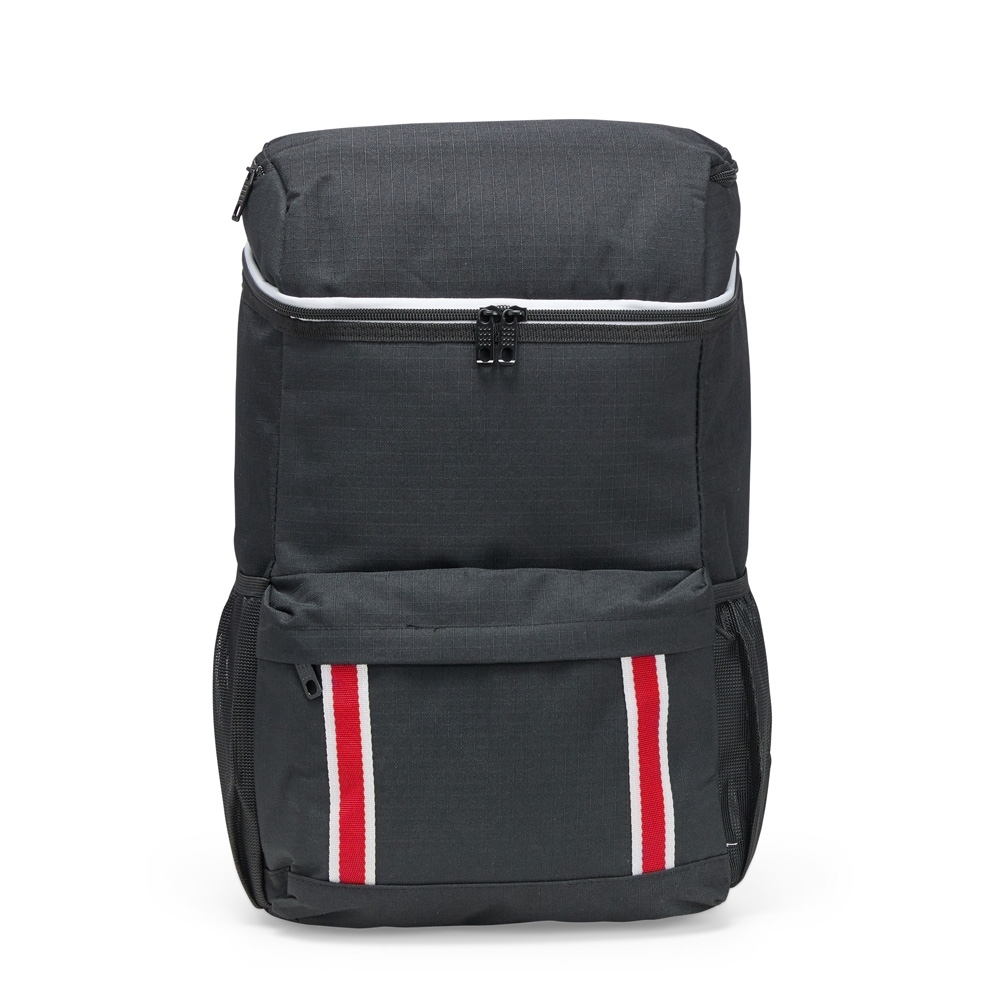 Bolsa térmica 24 litros de poliéster com 2 compartimentos personalizada com a logo da empresa, na cor vermelho