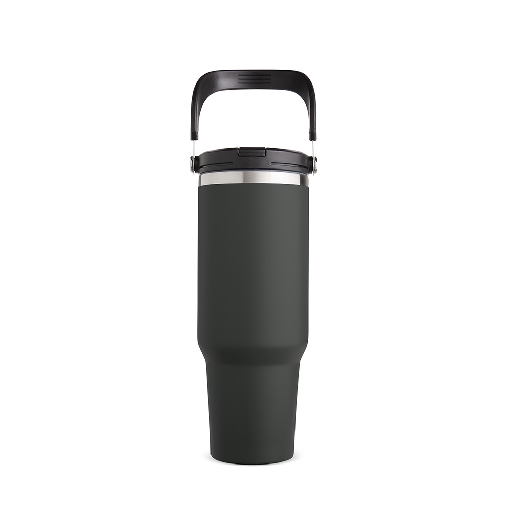 Copo térmico 1,25 litro de inox na cor Preto / Inox, personalizado com a logo da empresa