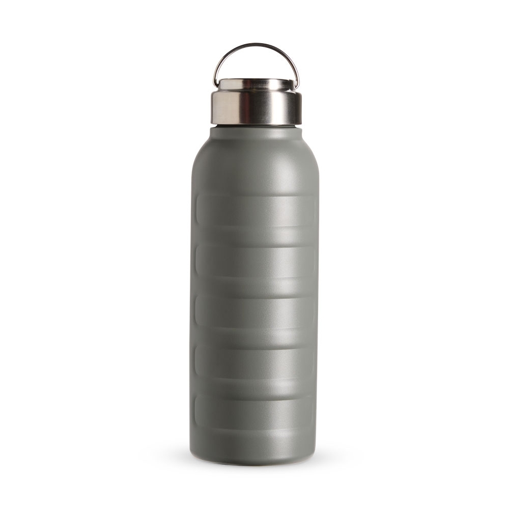 Garrafa térmica 950 ml de inox personalizada com a logo da empresa, na cor cinza