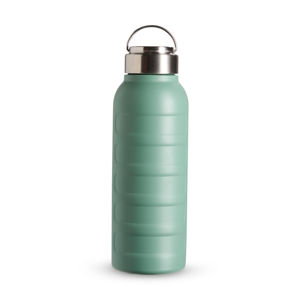 Garrafa térmica 950 ml de inox personalizada com a logo da empresa, na cor verde