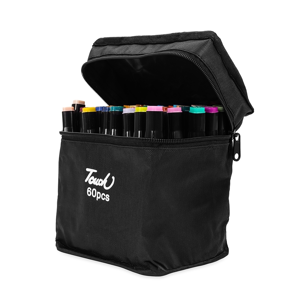 Kit canetas marcadoras pontas duplas 60 cores personalizado com a logo da empresa