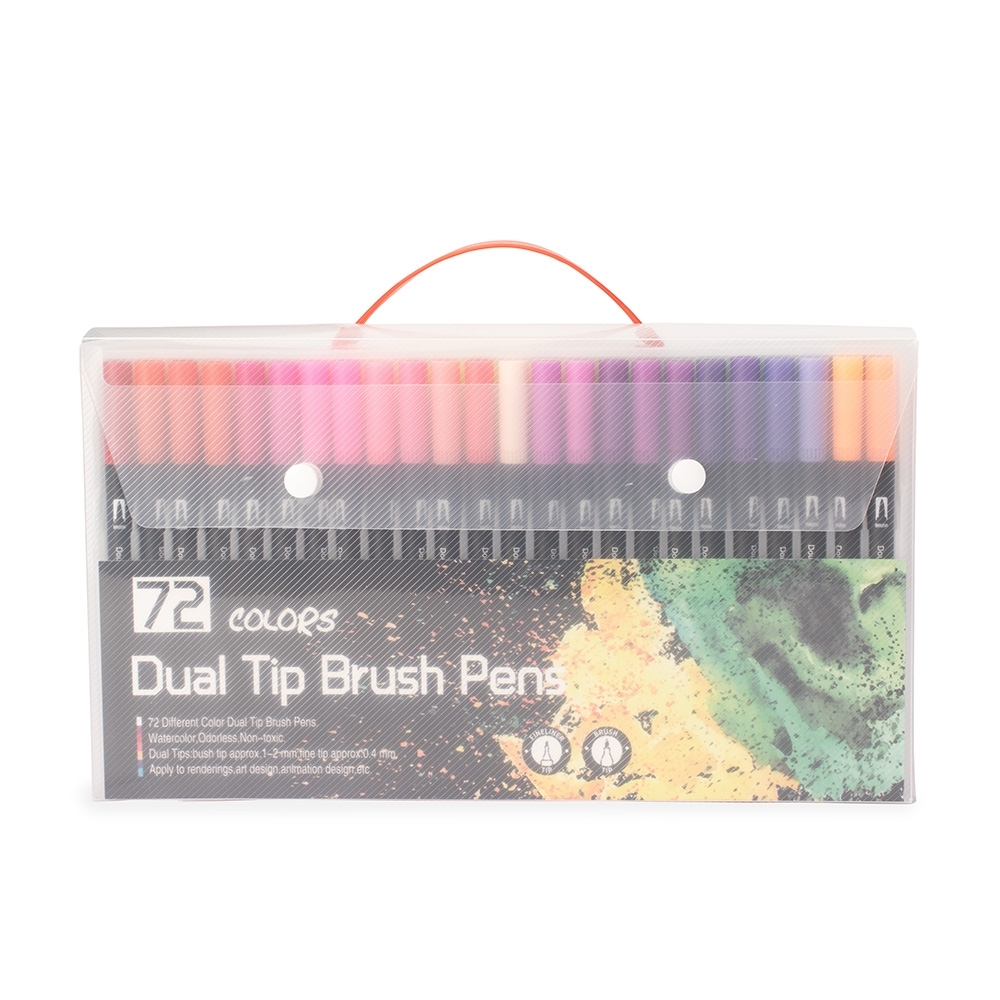 Kit canetinhas ponta dupla 72 cores na cor Colorido, personalizado com a logo da empresa