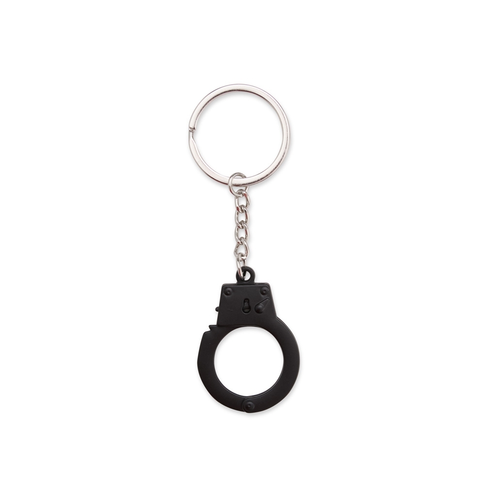 Chaveiro de metal algema na cor Preto, personalizado com a logo da empresa