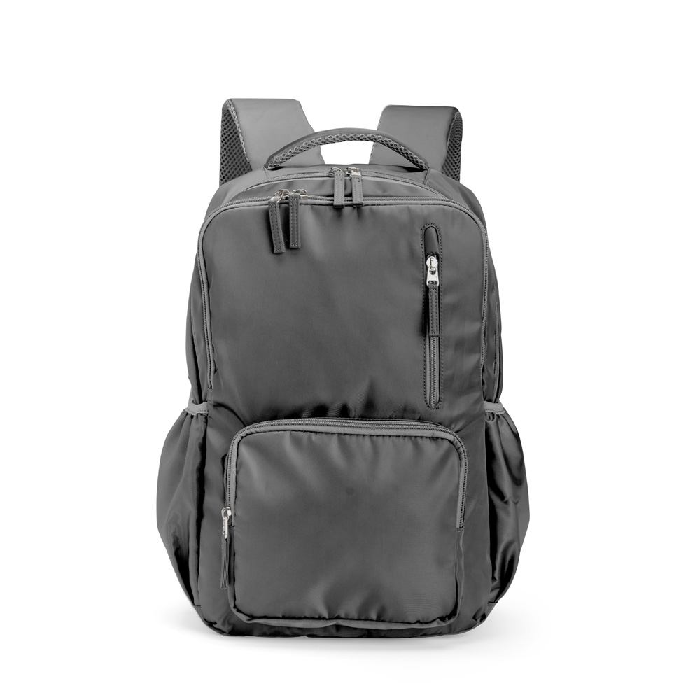 Mochila de poliéster 23 litros impermeável com divisórias na cor Cinza, personalizada com a logo da empresa