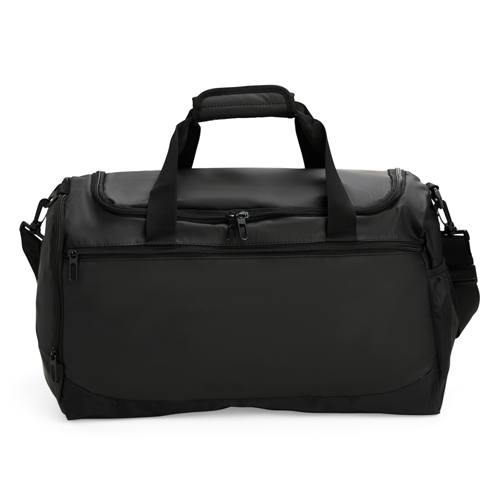 Bolsa de couro sintético 36 litros impermeável com 3 compartimentos na cor Preto, personalizada com a logo da empresa