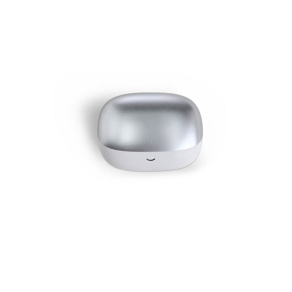 Fone de ouvido Bluetooth com case carregador e microfone personalizado com a logo da empresa