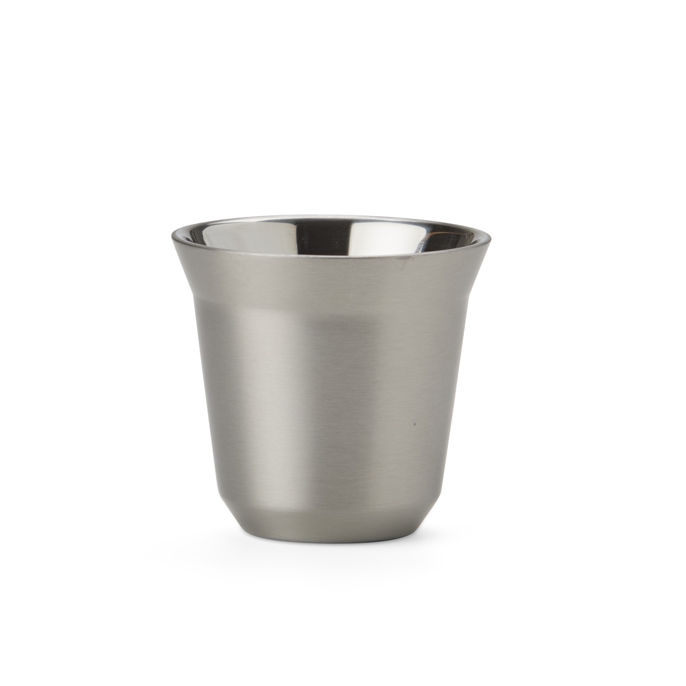 Copo parede dupla 80 ml de inox na cor Inox, personalizado com a logo da empresa