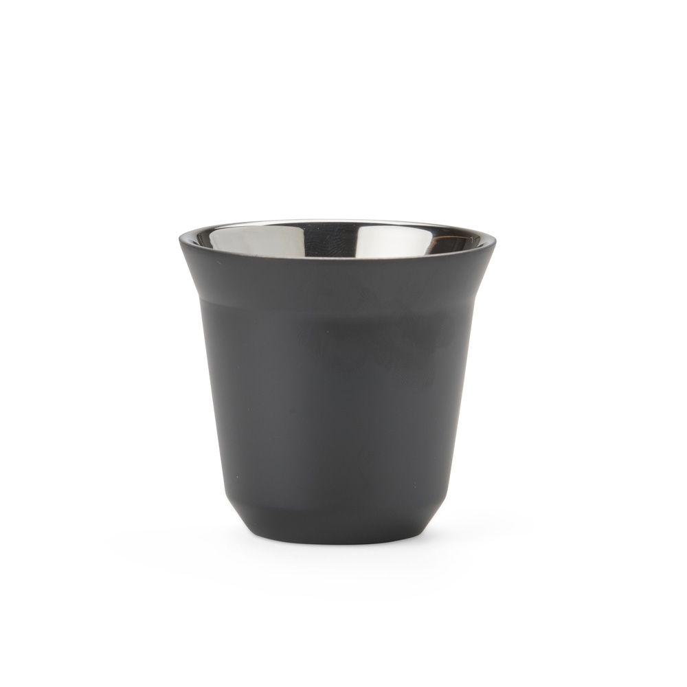 Copo parede dupla 80 ml de inox na cor Preto, personalizado com a logo da empresa