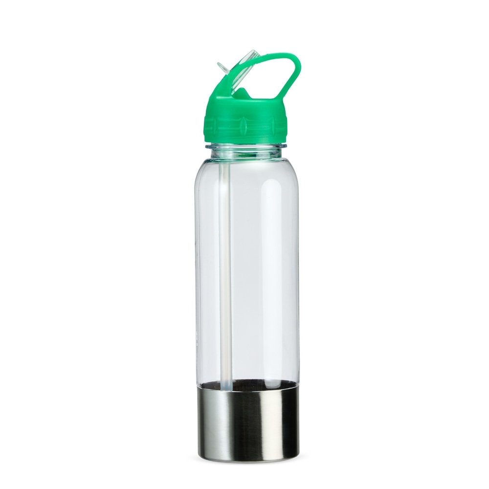 Squeeze plástico 750 ml com canudo na cor Verde, personalizado com a logo da empresa