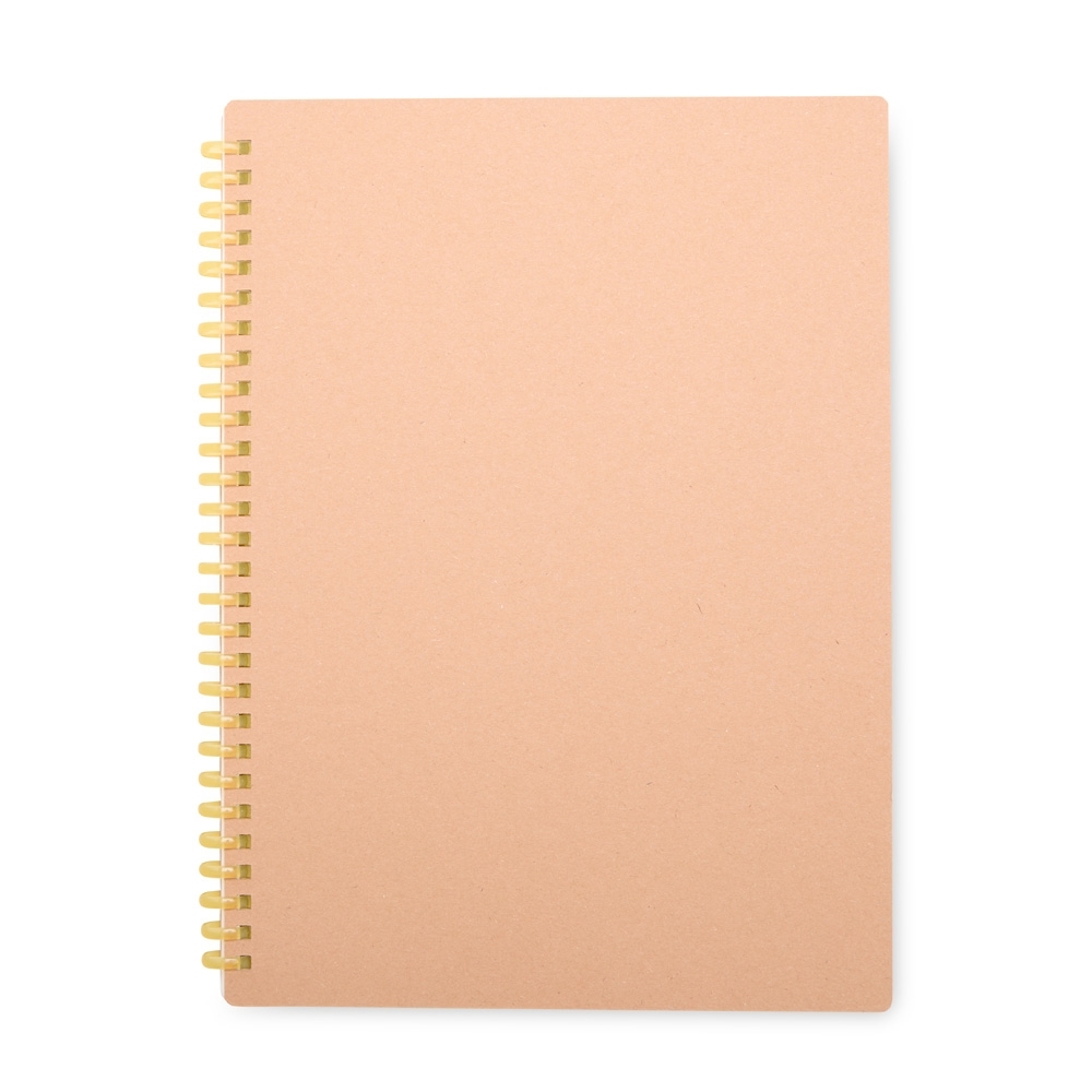 Caderno de kraft com espiral e 80 folhas (25,5 x 19 cm) personalizado com a logo da empresa