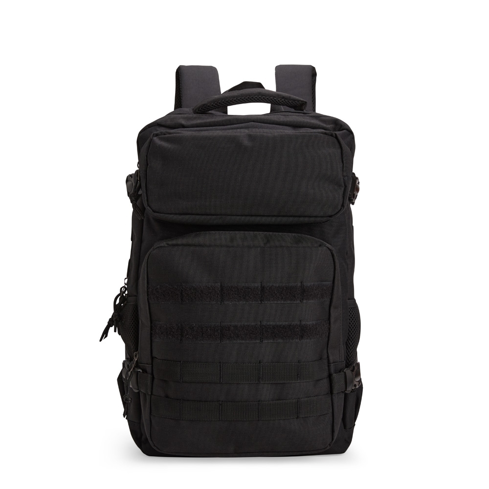 Mochila oxford 27 litros impermeável com divisórias na cor Preto, personalizada com a logo da empresa