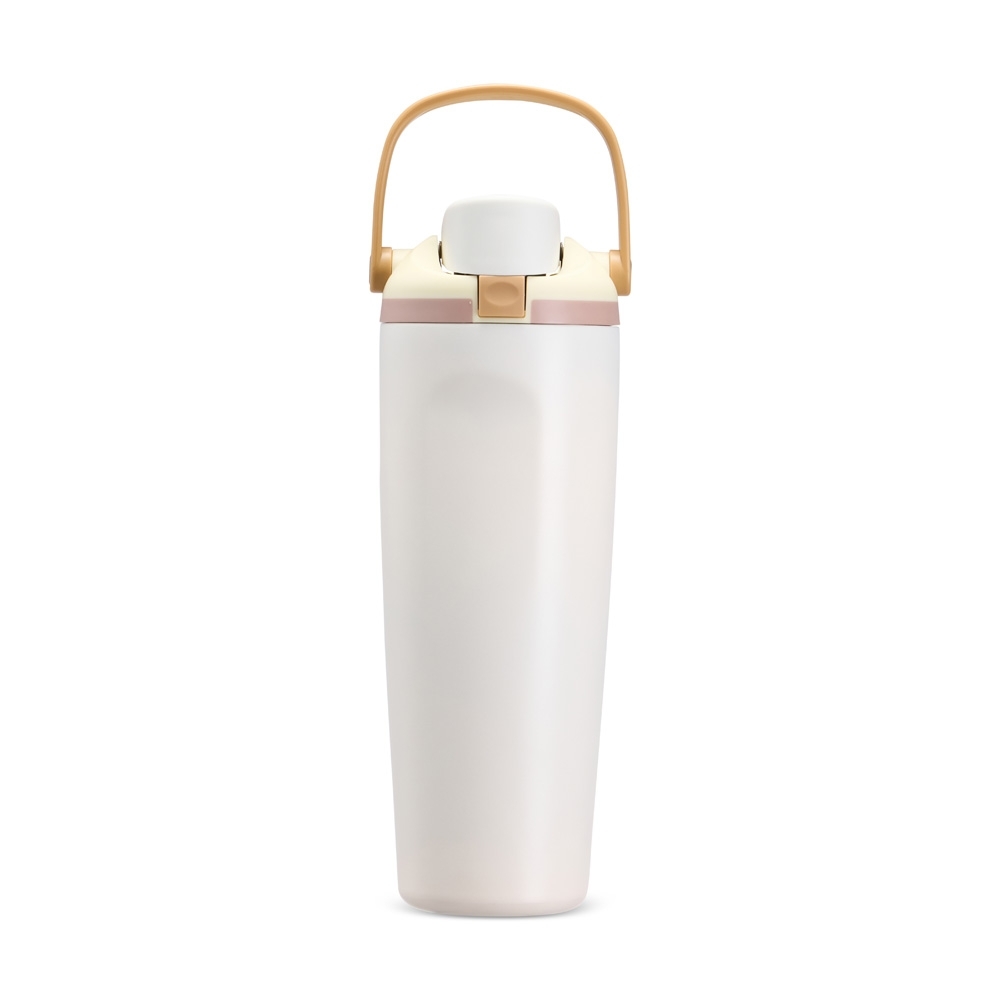 Garrafa térmica 850 ml de inox com tampa de botão personalizada com a logo da empresa