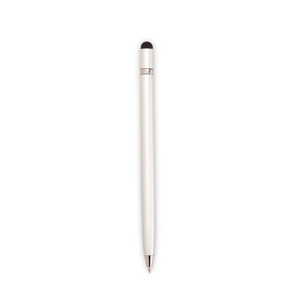 Caneta de metal touch giratória ultrafina personalizada com a logo da empresa, na cor prata