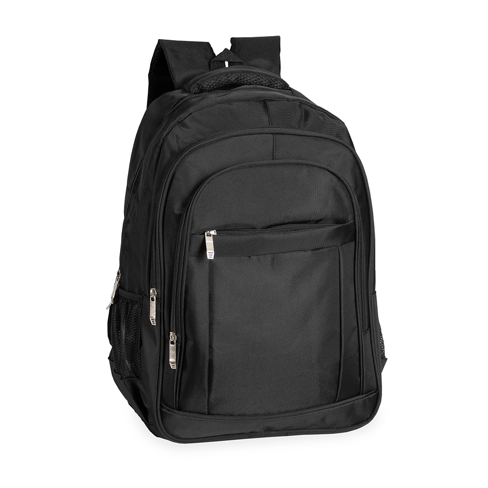 Mochila de poliéster 32 litros impermeável com divisórias na cor Preto, personalizada com a logo da empresa