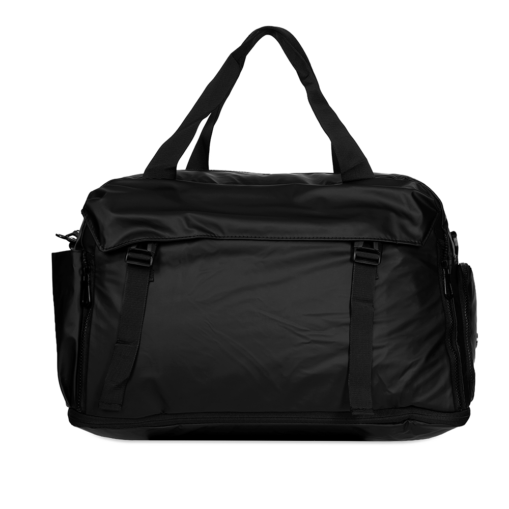 Bolsa de couro sintético expansível 36 litros impermeável na cor Preto / Cinza, personalizada com a logo da empresa
