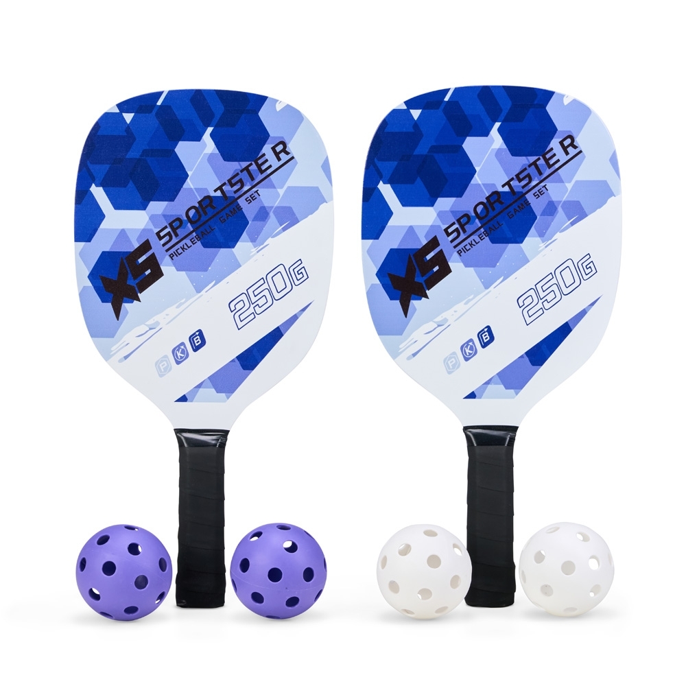 Kit raquetes pickleball 6 peças na cor Azul / Branco, personalizado com a logo da empresa