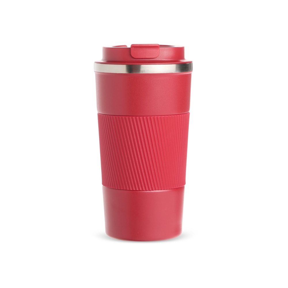 Copo térmico 500 ml de inox personalizado com a logo da empresa, na cor vermelho
