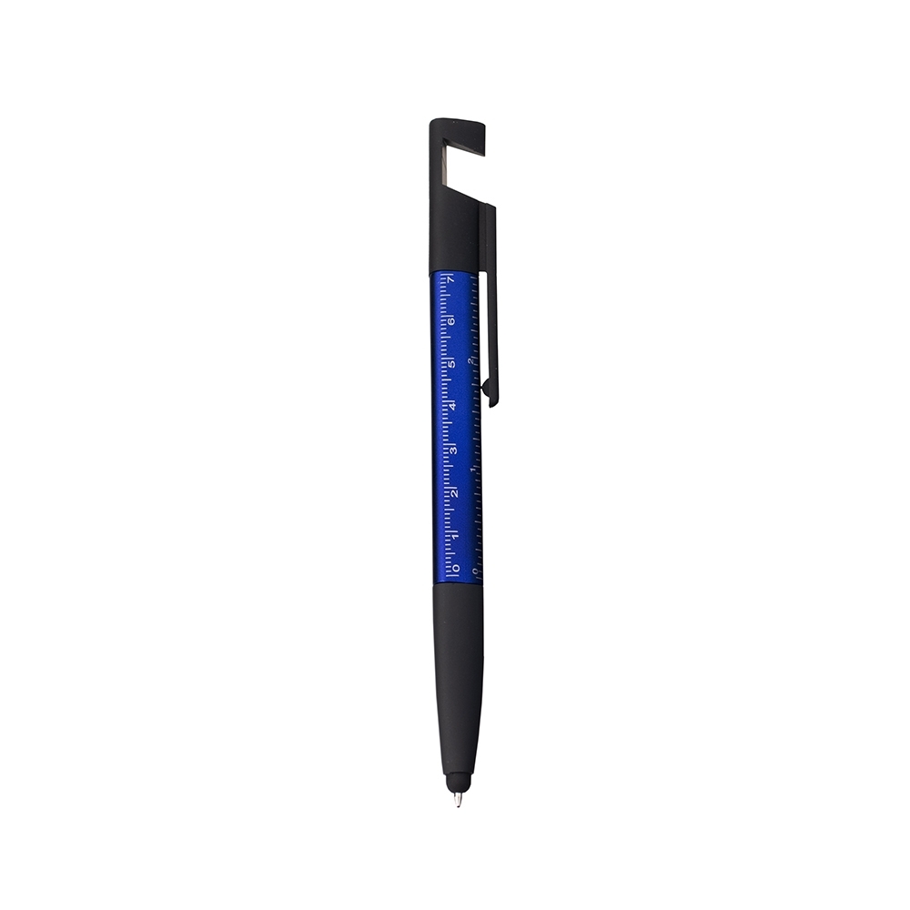 Caneta plástica multifunções triangular personalizada com a logo da empresa