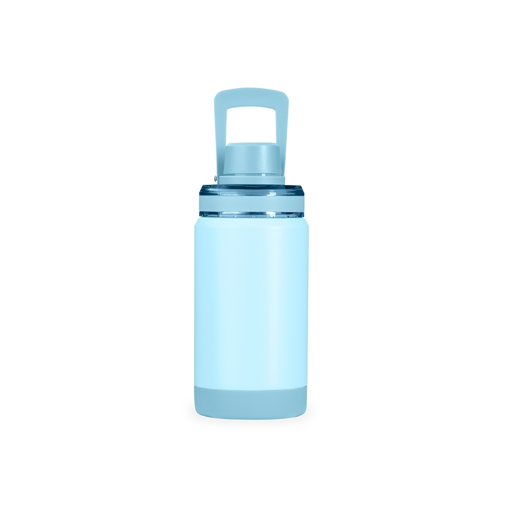 Garrafa térmica 400 ml de inox com alça e base antiderrapante personalizada com a logo da empresa
