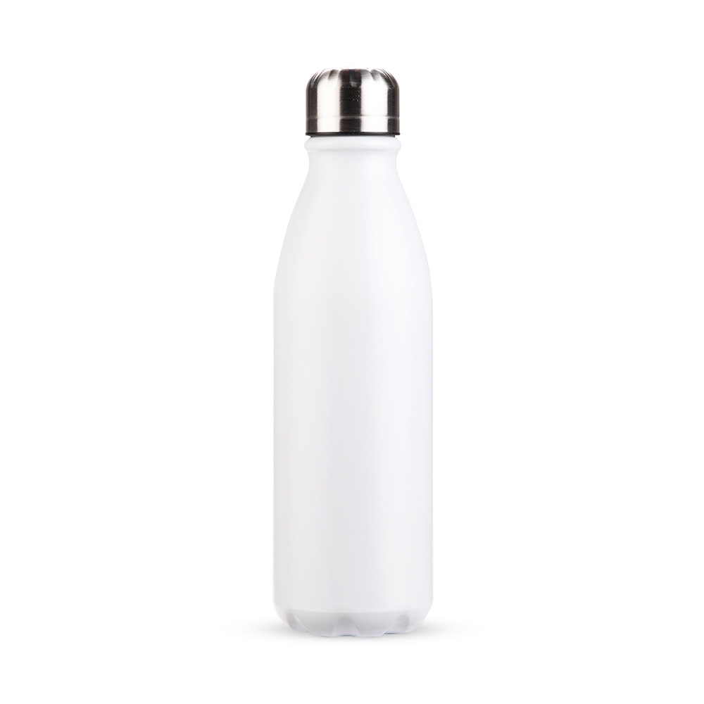 Garrafa de alumínio 750 ml na cor Branco, personalizada com a logo da empresa
