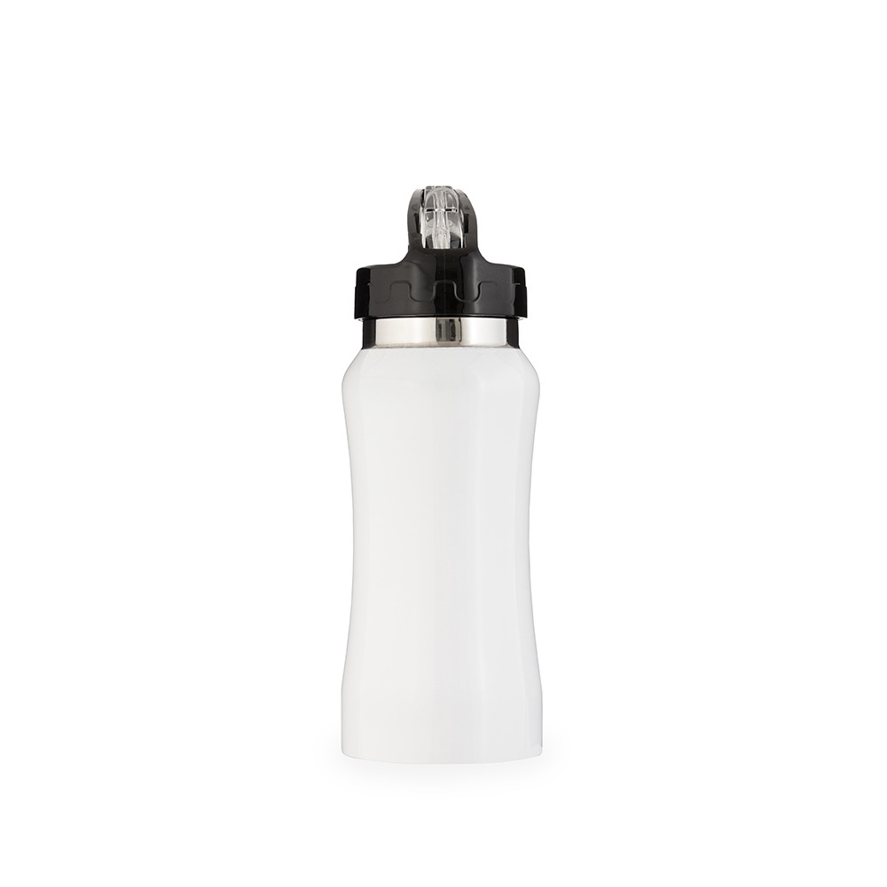 Squeeze inox 500 ml com alça na cor Branco, personalizado com a logo da empresa