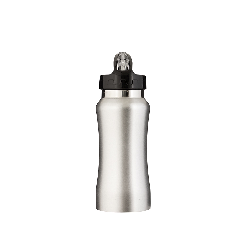 Squeeze inox 500 ml com alça personalizado com a logo da empresa, na cor prata
