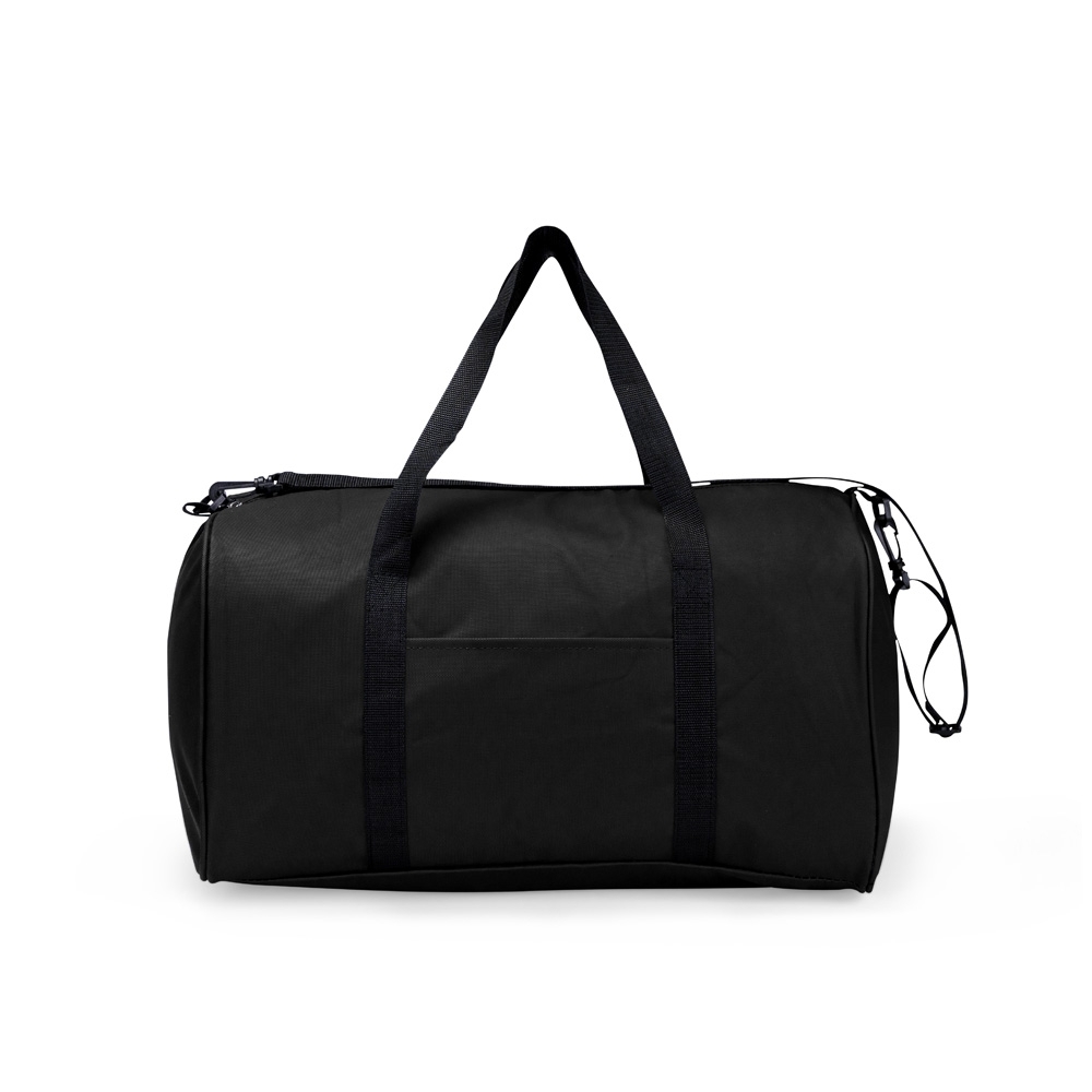 Bolsa de poliéster 44 litros impermeável com bolso frontal na cor Preto, personalizada com a logo da empresa