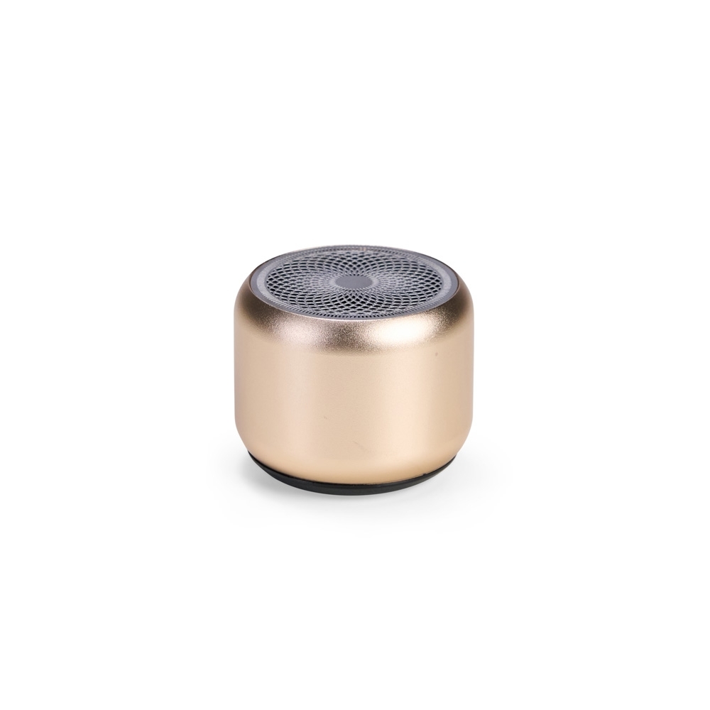 Caixa de som Bluetooth TWS de plástico personalizada com a logo da empresa, na cor dourado