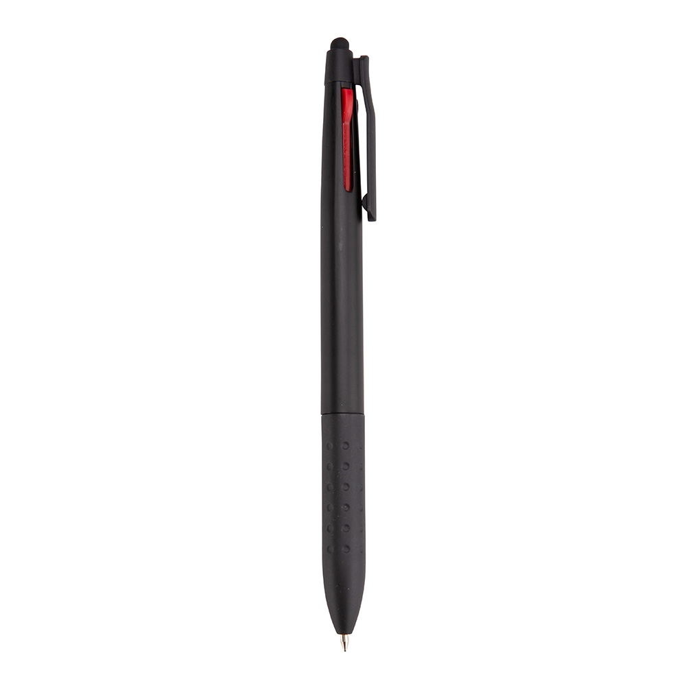 Caneta 3 de plástico em 1 touch na cor Preto, personalizada com a logo da empresa