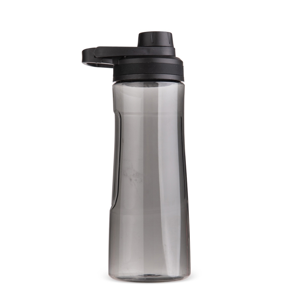 Garrafa plástica 750 ml com alça sem BPA na cor Preto, personalizada com a logo da empresa