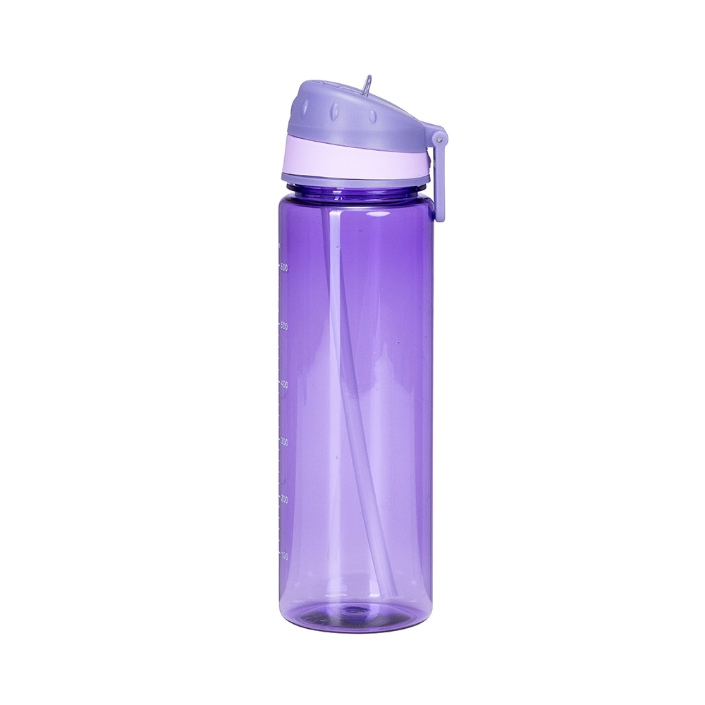 Squeeze plástico 700 ml com canudo e alça personalizado com a logo da empresa, na cor lilás