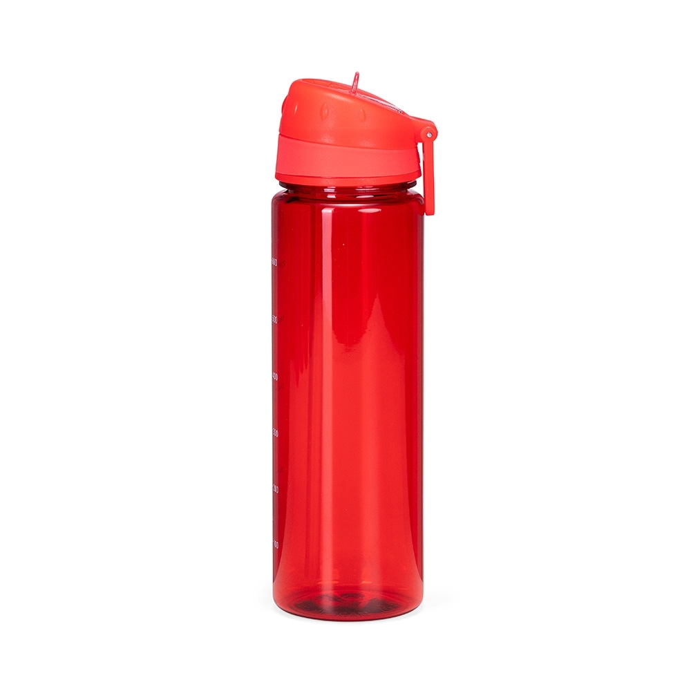 Squeeze plástico 700 ml com canudo e alça personalizado com a logo da empresa, na cor vermelho