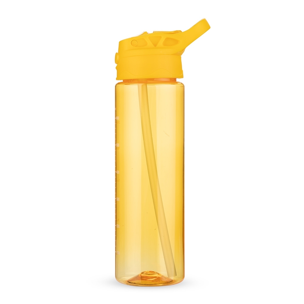 Squeeze plástico 700 ml com canudo e tampa de botão personalizado com a logo da empresa