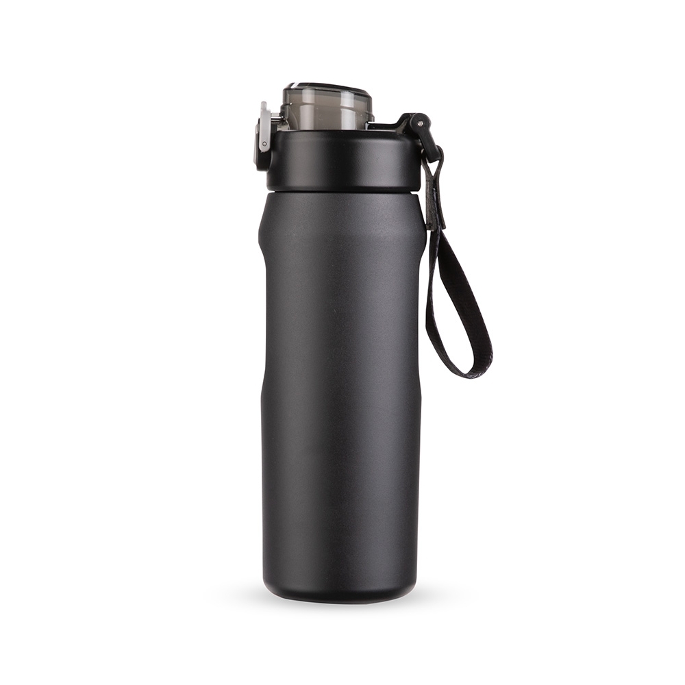 Garrafa térmica 550 ml de inox na cor Preto, personalizada com a logo da empresa