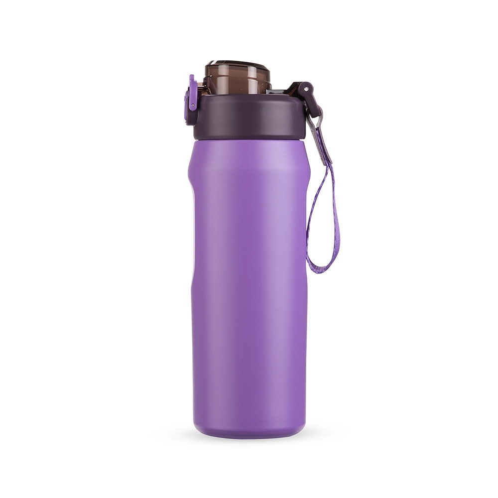 Garrafa térmica 550 ml de inox personalizada com a logo da empresa, na cor roxo