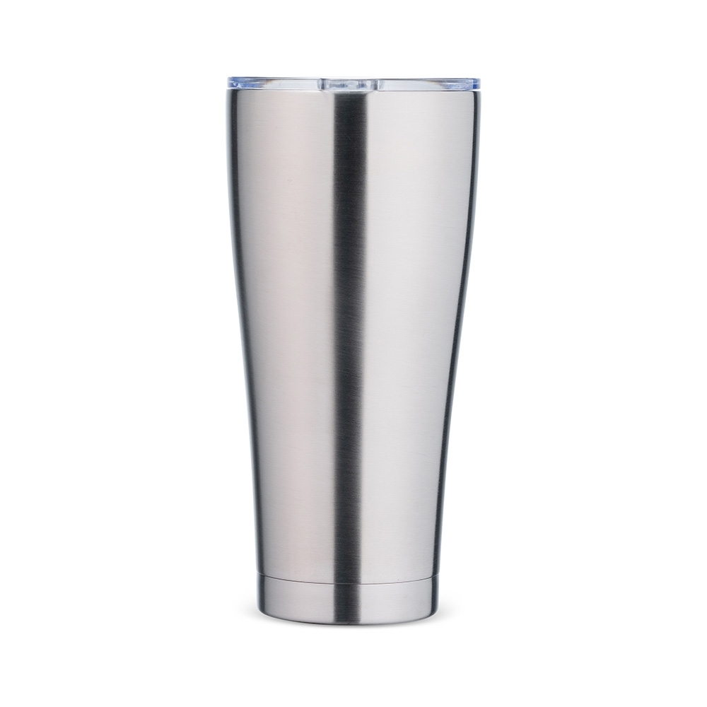 Copo térmico 800 ml personalizado com a logo da empresa, na cor inox