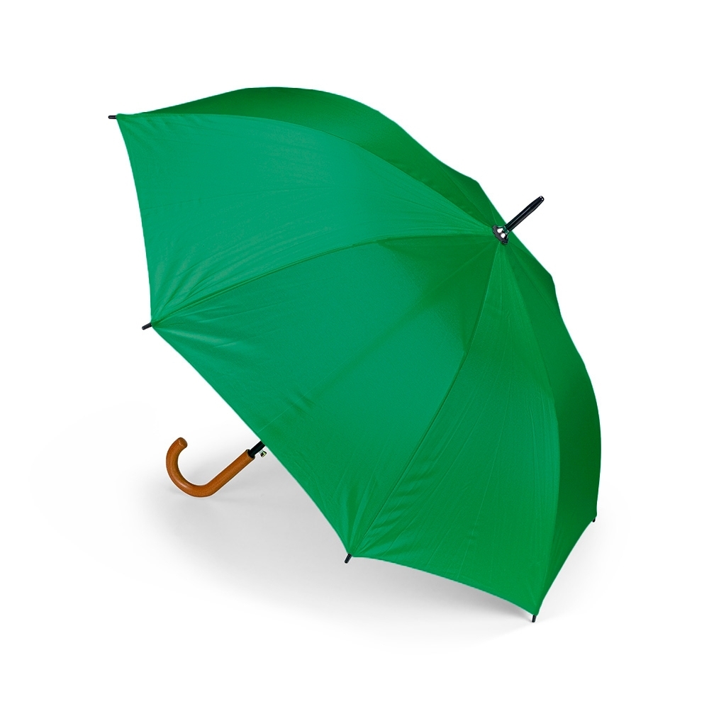 Guarda-chuva automático de poliéster com 8 varetas personalizado com a logo da empresa, na cor verde