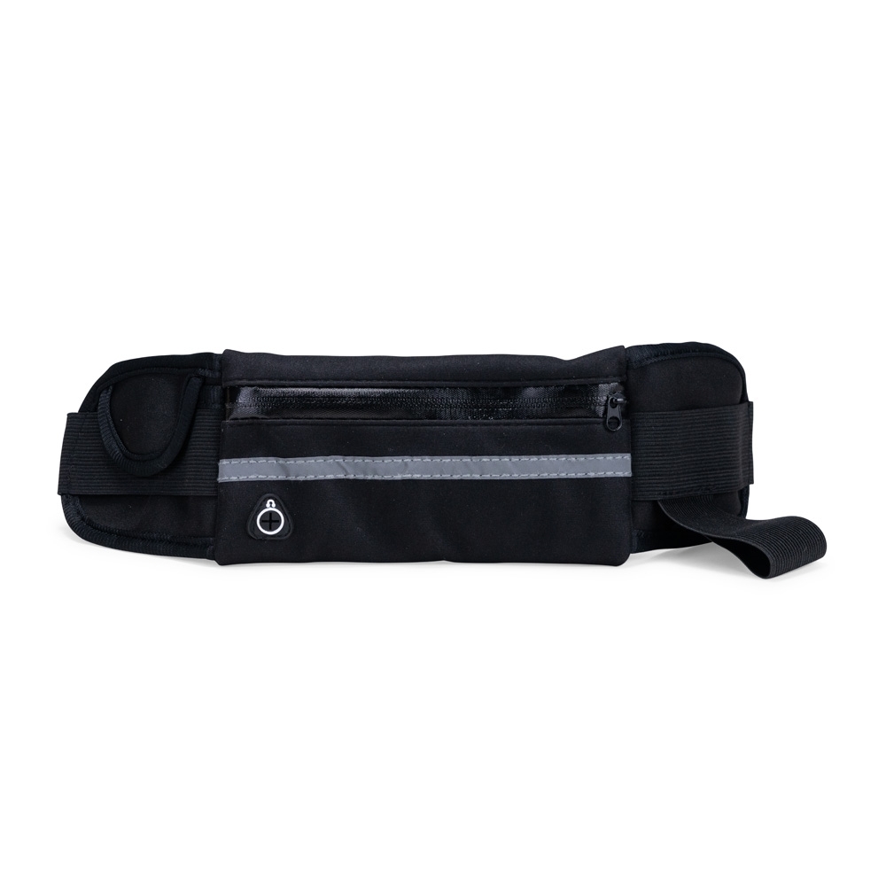 Pochete esportiva neoprene impermeável na cor Preto, personalizada com a logo da empresa
