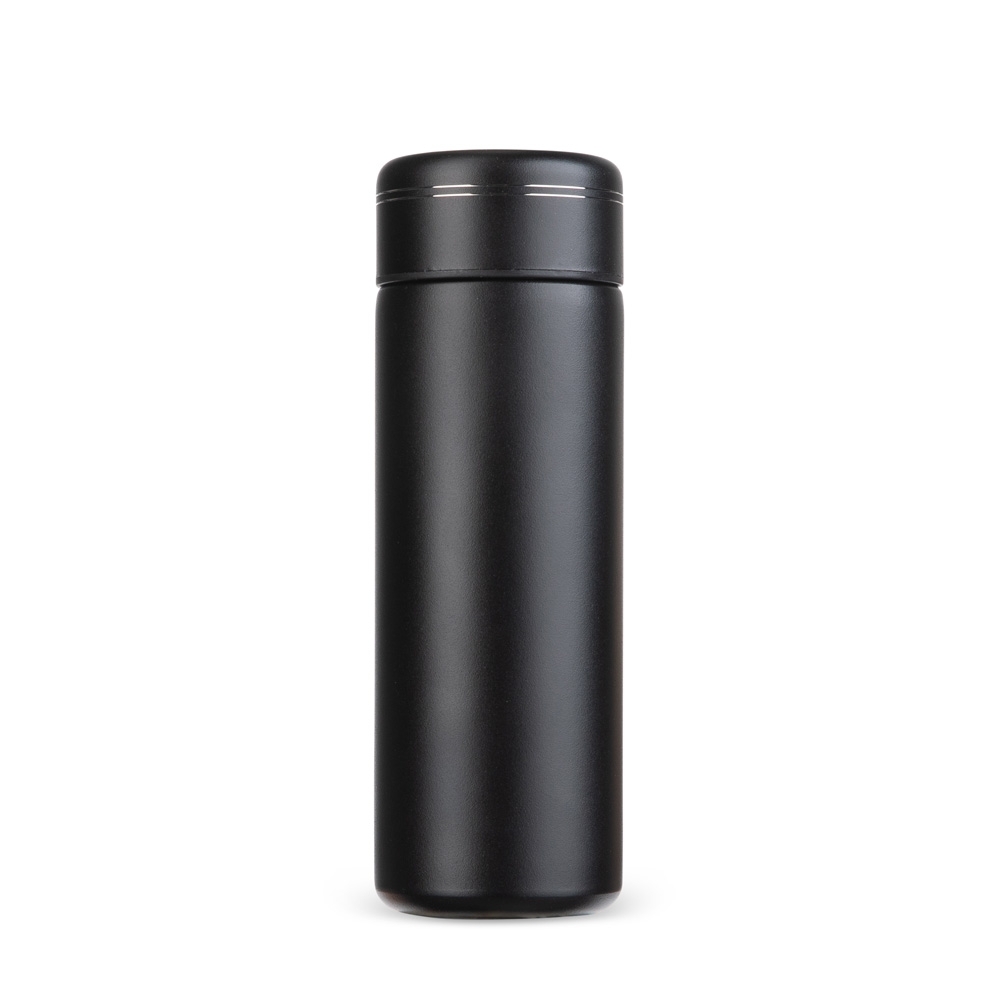 Garrafa térmica 300 ml na cor Preto, personalizada com a logo da empresa