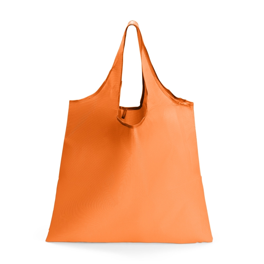 Sacola dobrável oxford personalizada com a logo da empresa, na cor laranja