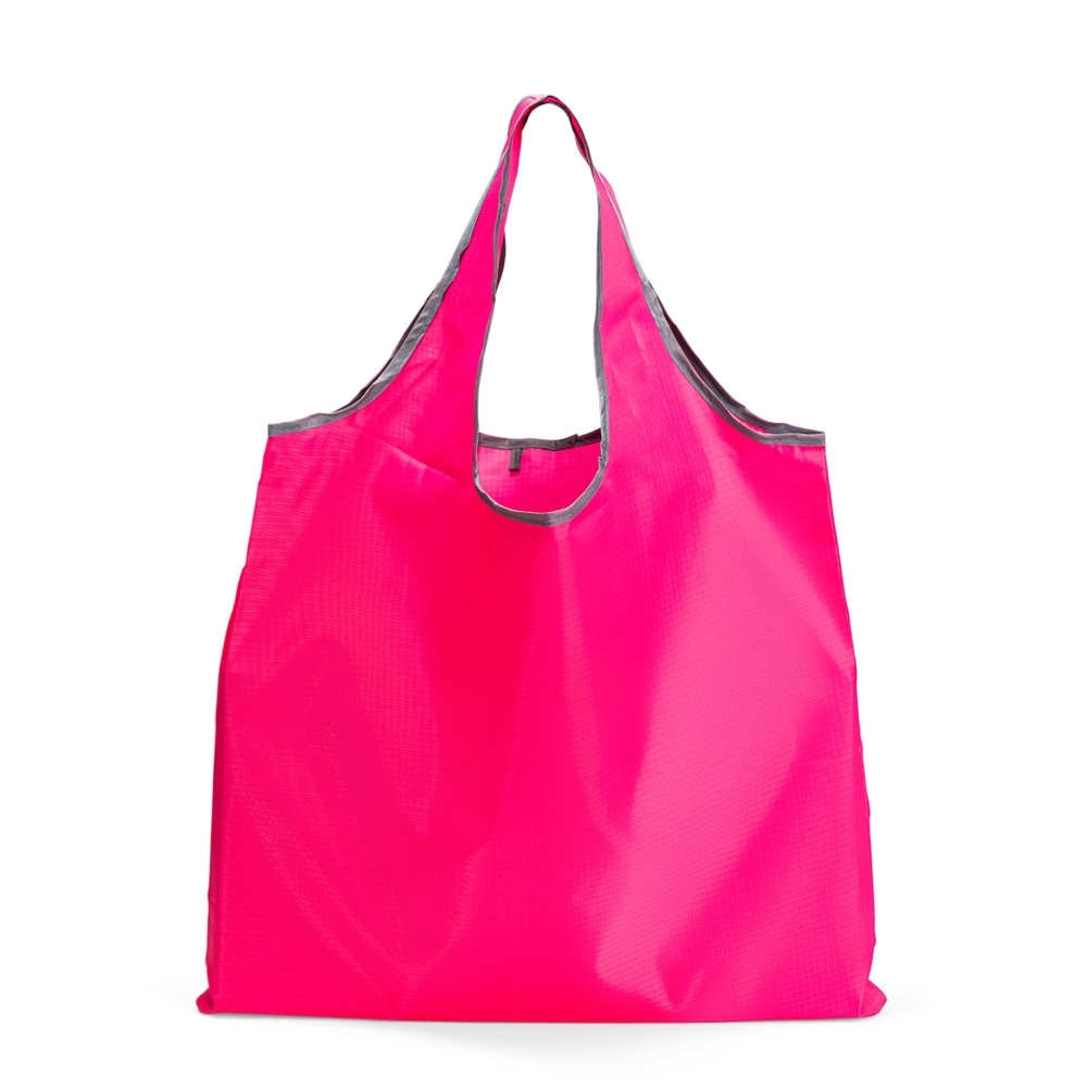 Sacola dobrável oxford personalizada com a logo da empresa, na cor rosa