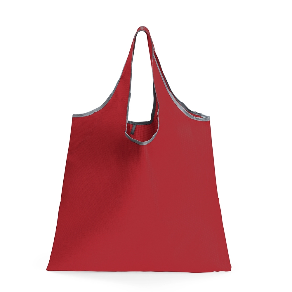 Sacola dobrável oxford personalizada com a logo da empresa, na cor vermelho
