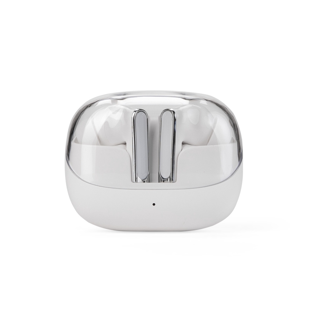 Fone de ouvido Bluetooth com comando por toque, case e cordão personalizado com a logo da empresa